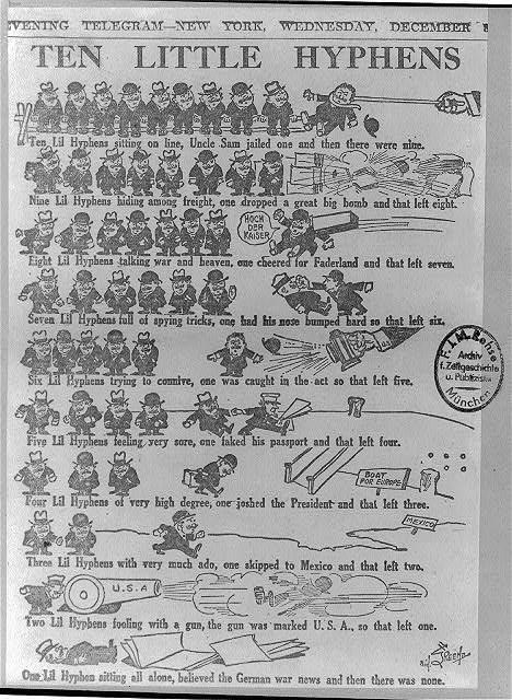 Newspaper Cartoon Clipping from New York Evening Standard. 1915.