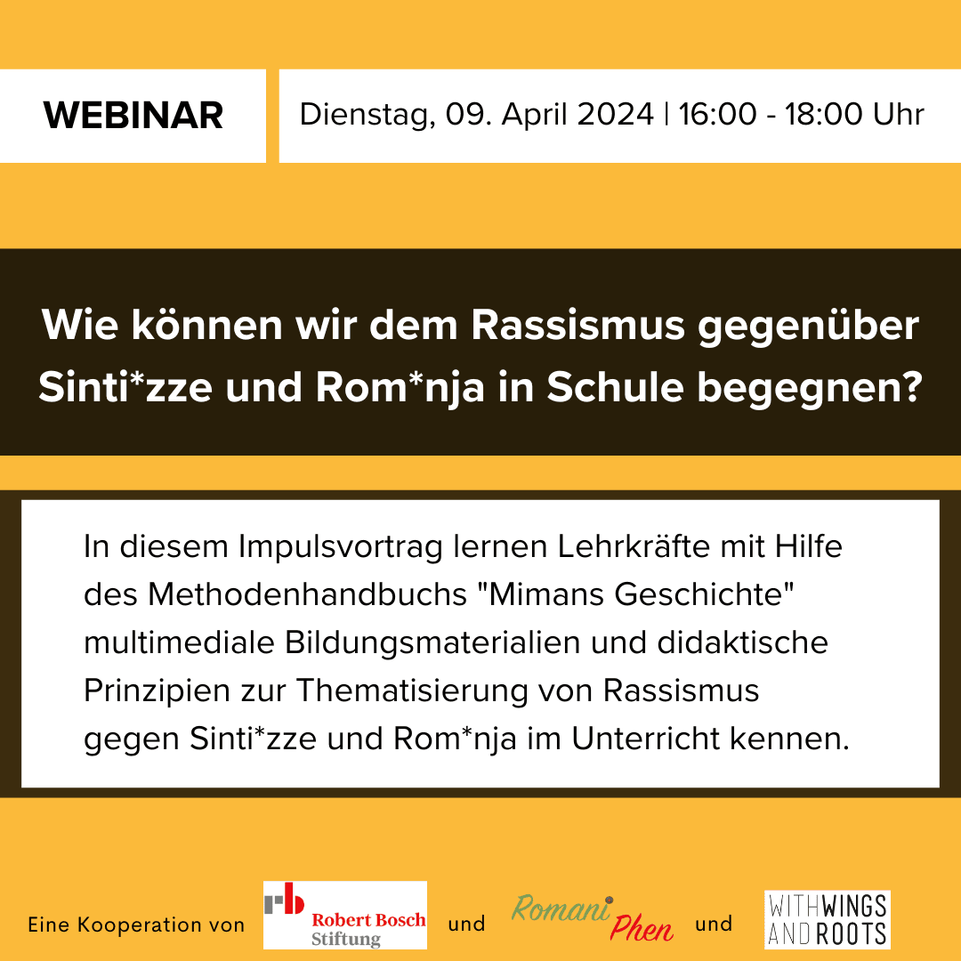 Webinar: Wie können wir dem Rassismus gegenüber Sinti*zze und Rom*nja in Schule begegnen?