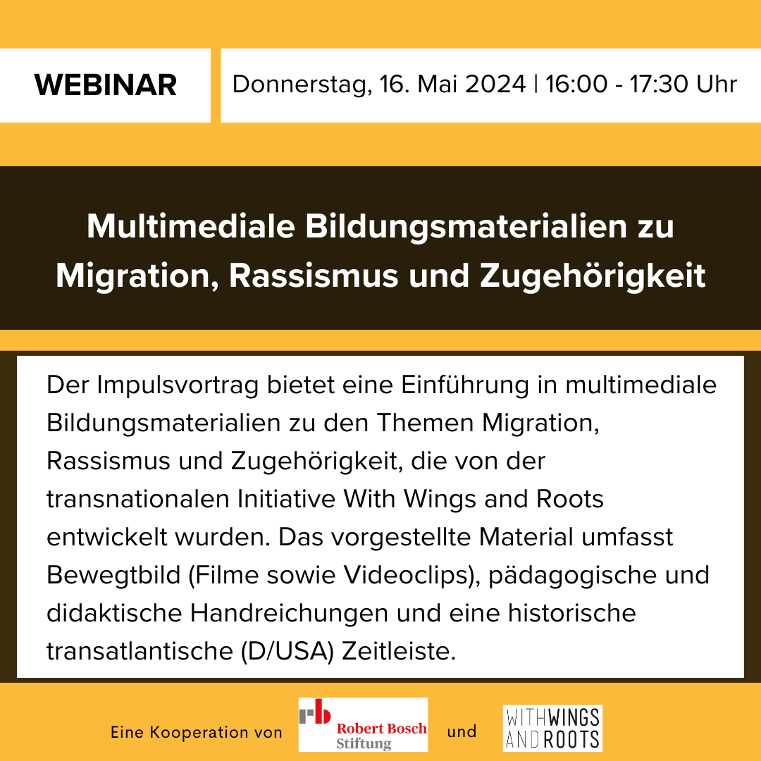 Webinar- Multimediale Bildungsmaterialien zu Migration, Rassismus und Zugehörigkeit
